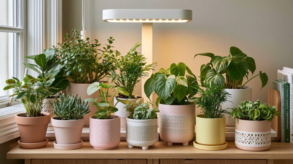 Rośliny tropikalne pod lampą LED do roślin - doświetlanie